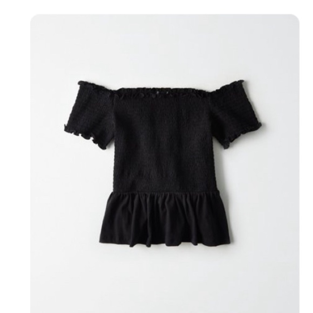 AE off the shoulder smocked peplum top